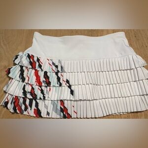 Lucky in Love White and Red Tiered Mini Skirt